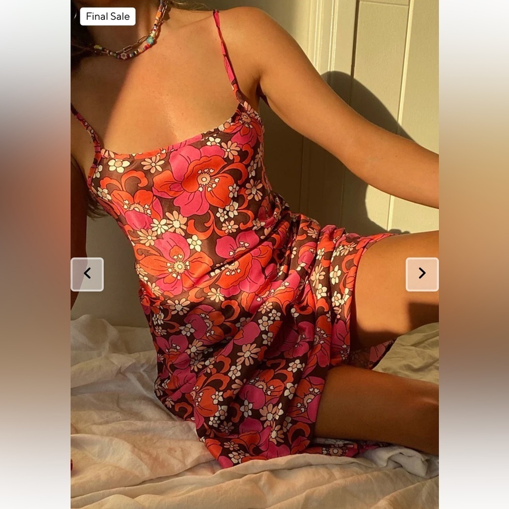 Frankie’s bikinis Isabel satin floral dress in tropics